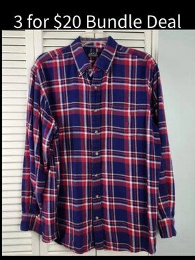 Boca Classics Flannel Shirt Plaid Red Blue XL Unisex Shacket